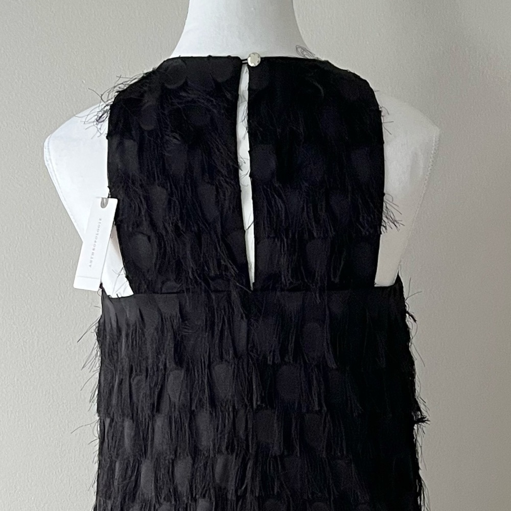 Anthropologie NWT Roxie Fringe Party Mini Dress Black Size 4 - Picture 4 of 7